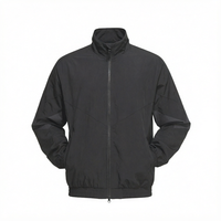 Blouson bomber léger en nylon noir pour homme avec logo personnalisé, col montant, fermeture éclair, vêtement d'extérieur décontracté