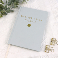 Minifestation A5 en tissu de lin imprimé sur mesure journal à couverture rigide or argent estampage carnet de notes ligné Journal