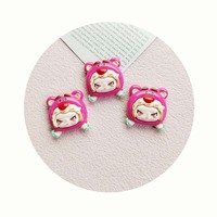 Cabujones de Resina con Figura de Cabeza de Niña de Dibujos Animados Kawaii para Adorno de Álbumes de Recortes, Decoración del Hogar, Llaveros y Accesorios de Manualidades DIY