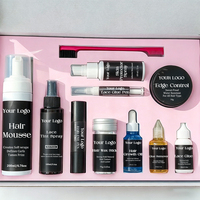 Kit d'installation de perruques en gros avec logo personnalisé, colle pour lace, cire capillaire waterproof en stick, stylo de teinture, huile de croissance capillaire, spray fixateur de bords et spray teinté pour lace