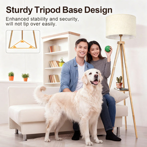 Modern Wood Floor <b>Lamp</b> With <b>Shelf</b> Beige Shade LED Light Source Adjustable Height For Living Room Bedroom - Product Image 4