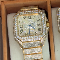 Montre de haute qualité en moissanite de qualité E VVS1, étanche, avec cristal saphir, cadran de 40 mm, montre sertie de diamants