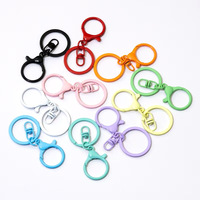 Kleurrijk geschilderde zinklegering kreeftgesp 8-vormige platte ring driedelige set sleutelhanger DIY poppenhangers