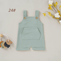 Salopette bébé extensible en coton biologique avec bretelles et poche kangourou, salopette courte pour bébé