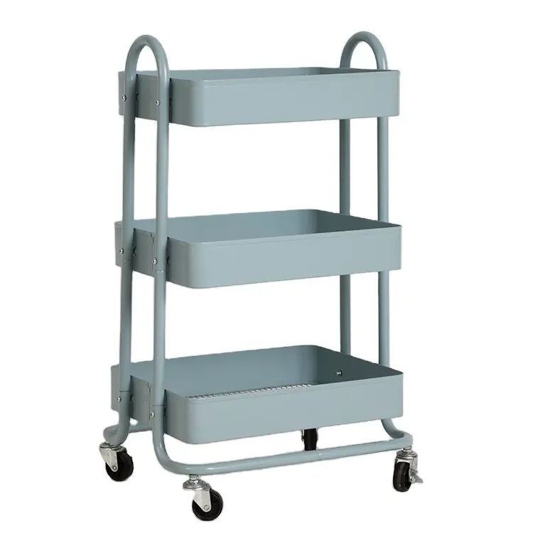 3-stufiger Metallsp eicher Organizer Cart Rolling Utility Cart Lager wagen einfache Montage für Küche Büro Bad