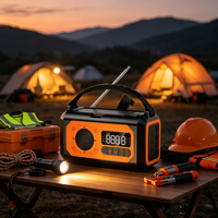 Linterna LED SOS Portátil de 10000 mAh con Manivela Solar de Emergencia, Dinamo Duradero de ABS, Cargador de Celular y Radio Meteorológica