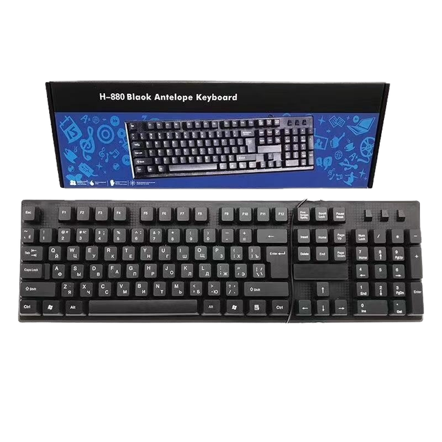 Hot Sale Multi-Language Wired Keyboard Plastic Computer 108 Keys Keyboard English Arabic French Russian Keyboard