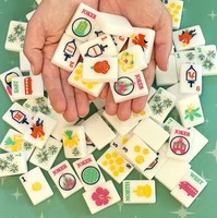 Mahjong de voyage et de divertissement, 160 tuiles bleues, 4 couches, rose nacré, bleu marine pailleté, 144 tuiles ardoise, 1.4, pour soirées de jeu et vacances