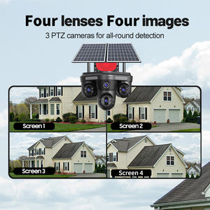 Caméra de surveillance réseau PTZ solaire ShooCam 8K extérieure avec IA, quatre objectifs, quatre écrans, carte SIM 4G, AOV - Product Image 6