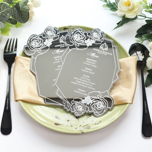 Tarjetas de mesa de menú de boda acrílicas con espejo plateado de diseño personalizado Ins, tarjetas de agradecimiento para boda, banquete de boda <span class=keywords><strong>y</strong></span> decoración - Product Image 1