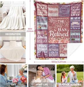 Manta de celebración de jubilación personalizable, regalo de despedida personalizado para mujeres, mamá, abuela, compañera de trabajo, maestra con mensaje cálido - Product Image 5