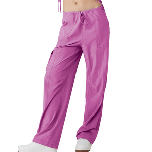 กางเกงคาร์โก้เอวสูงปรับได้สำหรับผู้หญิงมีกระเป๋าหลายช่องความต้องการสูง - Product Image 4