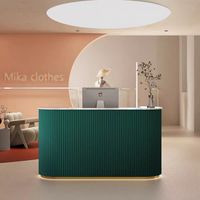 Comptoir de réception de Salon en bois MDF écologique au design YS-0742 moderne 120/150/180cm rose blanc vert facile à nettoyer pour le bureau de l'hôtel