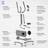 Machine elliptique manuelle magnétique pliable en acier pour la maison, gain de place, 8 niveaux de résistance, volant d'inertie de 6 kg, capacité de 135 kg, LED