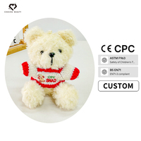 Porte-clés ours en peluche mignon de Noël, certifié CE/CPC, personnalisable, jouet en peluche pour les fêtes