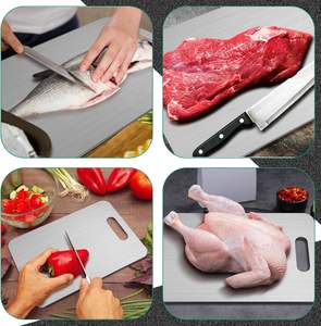 Planche à découper en acier inoxydable <span class=keywords><strong>de</strong></span> qualité alimentaire en gros, 3 tailles, résistante aux rayures, épaisseur <span class=keywords><strong>de</strong></span> 1 mm, planche à découper en titane pour la cuisine - Product Image 4