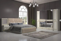 Meubles de chambre à coucher modernes personnalisés YIFAN peinture blanche brillante ensemble de chambre à coucher coiffeuse table de chevet avec cadre en or