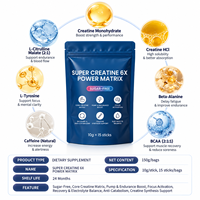 Créatine monohydrate en poudre en marque propre, 5 g, 15 sachets, micronisée avec L-citrulline pour la croissance et la force musculaires