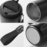 Bouteilles d'eau isothermes personnalisées à petite ouverture, tasses à café chaud et froid avec couvercle et corde
