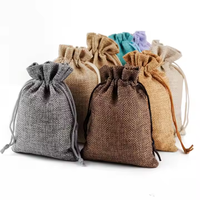 Sac d'emballage de bonbons personnalisé avec cordon de serrage pour cadeau de mariage Pochette de rangement en jute avec logo personnalisé pour parfum cosmétique