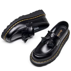 Botas de Plataforma para Mujer, Nuevas y a la Moda, con Punta Cuadrada, de Cuero Genuino, con Cordones, Transpirables, Ligeras, para Oficina, Carrera, Universidad - Product Image 3