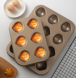 Bơ bánh gạo & <span class=keywords><strong>Madeleine</strong></span> Khuôn nướng khay thép carbon không dính dễ dàng làm sạch 6/9/12 kích cỡ - Product Image 1