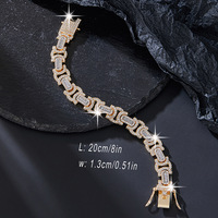 Collier chaîne cubaine byzantine en alliage de zinc, plaqué or et argent, serti de strass, bijoux hip-hop