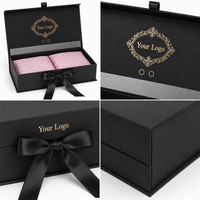 Boîte à perruque rigide magnétique portable imperméable avec logo personnalisé, doublure en éponge et ruban en satin pour emballage cadeau d'extensions de cheveux