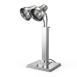Heavy-Duty Dual-<b>Lamp</b> Commercial Food Warmer Stainless Steel Heat Light with Stable Base for High-Volume Kitchen Catering - Product Image 2