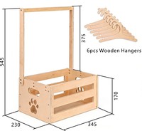 Panier de rangement en bois massif pour fête prénatale avec 6 cintres