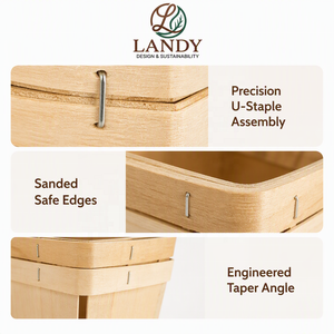 Cajas de Madera de Álamo Premium Personalizadas para Frutas y Verduras, Caja de Embalaje Ventilada y Sostenible para Bayas y Hongos - Product Image 4