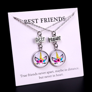 Regalo per Lei Da Sposa della Damigella D'onore del Regalo In Acciaio Inox Vetro di Base Cabochon Dichiarazione Dei Monili Unicorno Collane Del Pendente per Le Donne - Product Image 2