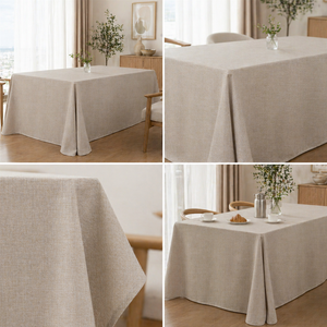 Bulk Faux Linen <b>Tablecloth</b> Rectangular Heavy Duty Woven Polyester <b>For</b> Hotel Banquet Catering Wholesale Custom - Product Image 1
