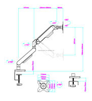Nouveau support d'écran en alliage d'aluminium de qualité supérieure de 17 à 32 pouces, 9 kg, avec ressort, support VESA pour ordinateur, support d'écran unique, inclinaison à 90 degrés