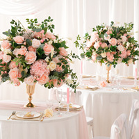 Centres de table modernes en soie pour événements de mariage, personnalisés, 1,64 pied, avec hydrangeas violets et bougeoirs floraux pour anniversaire