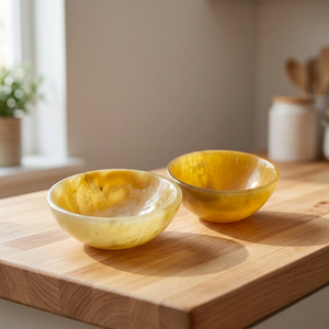 Juego de 3 Cuencos de Piedra Preciosa Redondos Pulidos y Tallados a Mano con Cristal de Citrino Natural, Decoración para el Hogar Estilo Wabi Sabi - Product Image 2