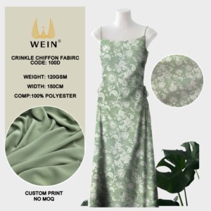 Tissu en mousseline de soie froissée double face WI-B05 100% polyester nouveau Design imprimé floral numérique pour les robes de mariage et de nuit des filles - Product Image 1