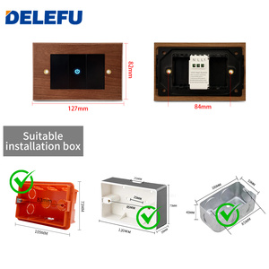 מתג קיר חכם DELEFU Tuya WiFi עם 1/2/<span class=keywords><strong>3</strong></span> כפתורים, פאנל עץ אגוז מלא, שקע סטנדרטי אמריקאי, שליטה קולית דרך אפליקציה, בית חכם - Product Image 6