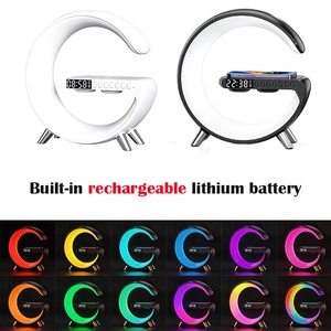 Big G RGB <b>Night</b> Lamp Bluetooth Speaker Wireless Charger Digital Alarm Clock Rechargeable Atmosphere <b>Light</b> for Bedroom - Product Image 1
