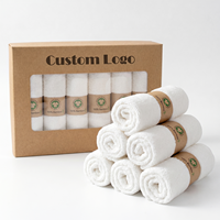 Serviette de toilette en coton éponge de bambou, douce, 10x10 pouces, petite serviette à main réutilisable pour les soins de spa, directement de l'usine