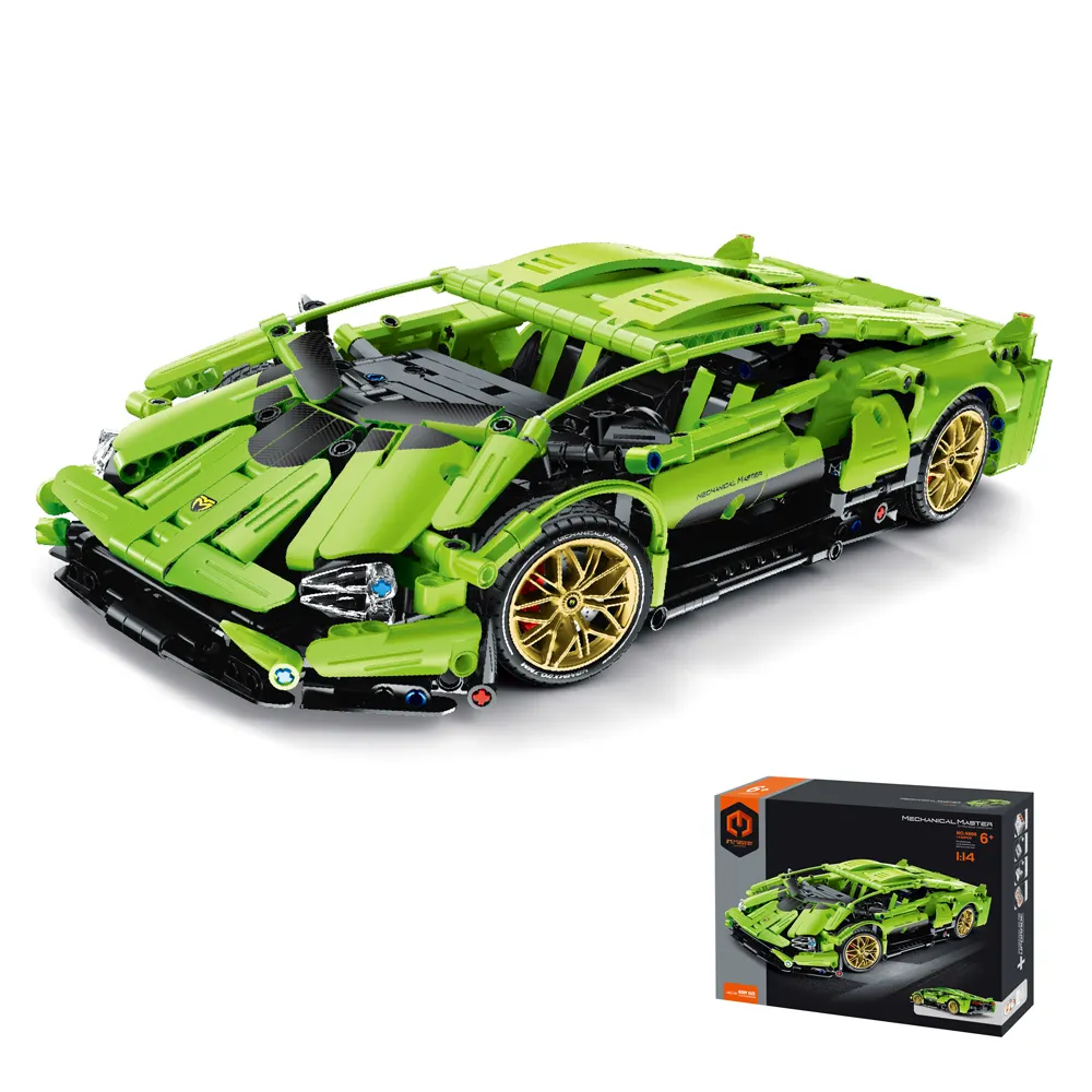 Math Learning Toys 1130pcs Green 1:14 Intelligent Technology Building Blocks Set Super Car Kit Friction Toy Vehicle