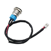 Interrupteur à bouton-poussoir en acier inoxydable 3A, étanche IP67, 12 mm, autobloquant, avec cordon, LED 12V