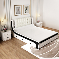 Meubles de chambre à coucher très vendus, ensemble de chambre à coucher au design moderne, ensemble de lit king size blanc brillant