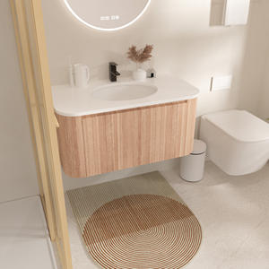 USA Free Shipping Customized Simple Design Wall Mount Bathroom <strong>Vanity</strong> Cabinets 90cm Round Bathroom Cabinet <strong>Vanity</strong> With Basin - Product Image 1