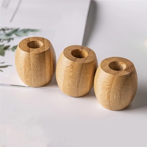 Bamboo Toothbrush Holder Round Eco-Friendly Minimalist Design Toothbrush Stand - Product Image 2