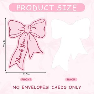 Carte de remerciement et de placement de table personnalisable avec nœud rose et bleu pour petites entreprises, restaurants, mariages et fêtes - Product Image 3