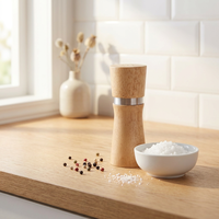 Ensemble de salières et poivrières en bois d'hévéa naturel, écologiques, 80 ml, pour la maison et la cuisine, moulin à poivre manuel