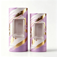 Emballage de luxe en boîte cylindrique pour flacon de parfum en feuille d'or, 50 ml, tube en papier écologique pour cosmétiques, conteneur rond pour huile essentielle