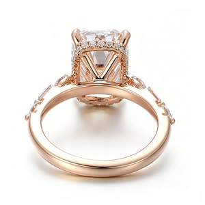 main stone 4.01carat Elongated cushion Old mine cut lab grown diamond <b>ring</b> With edge stone real 18k gold engagement wedding <b>ring</b> - Product Image 2