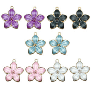 Pendentifs en alliage en forme de fleur, taille moyenne, avec finition émail, accessoires de bijouterie DIY pour créations artisanales - Product Image 5